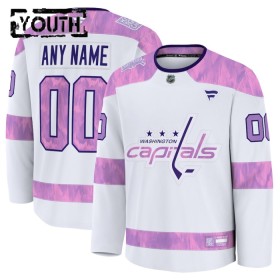 Børn NHL Washington Capitals Trøje Tilpasset 2024-25 Fanatics Hockey Fights Cancer Practice Hvid